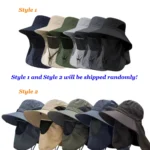 Summer Sun Hats UV Protection Outdoor Hunting Fishing Cap For Men Women Hiking Camping Visor Bucket Hat Neck Flap Fisherman Hat - Image 14