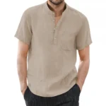 Men's Short Sleeve T-shirt Cotton and Linen Casual Men T-shirts Solid Color Summer Shirt Male Cozy Breathable - Image 17