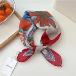 55cm Flower Floral Print Square Scarf Neckerchief Fashion Scarves Kerchief Bandanas Headscarf Hair Ribbon Accessories for Women - Image 30