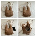 Large Capacity Casual Solid Retro Tassel Tote Bags Hot Sale Versatile Underarm Women's Bag Concise Advanced Sense Shoulder Bags - Image 21