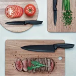 Kitchen knife 7-piece set, black professional stainless steel chef's knife with holder set home rust-proof and sharp meat cutter - Image 2
