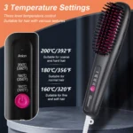 Hair Straightening Brush Portable Home Negative Ion Straightener with Multi-Heat Settings 3-Temp Ceramic Damage-Free Styling - Image 6