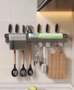 Stainless Steel Kitchen Paper Towel Rack Wall Shelf with Hook Kitchen Gadgets Hanging Organizers Storage Utensils for Kitchen - Image 11