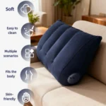 Triangular Travel Pillow Inflatable Office Neck Lumbar Support Pillow Thickened Flocking Leg Rest Pillow for Air Travel - Image 3