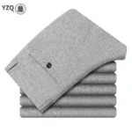 Daily Versatile Male Formal Trousers Stable Waist Breathable Linen Textured Fabric Office Wedding Multi Scene Long Pants - Image 4