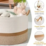 Large Blanket Basket,Woven Baskets for storage Baby Laundry Hamper, Cotton Rope Blanket Basket for Living Room, Laundry - Image 11