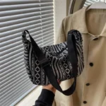 Crossbody Bags Tribal Style Shoulder Bag, Foldable Crossbody Striped Pattern, Flag Theme Hand Washable Edge Painted Lining - Image 27