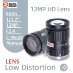 ZLKC FA Lens 12MP High Resolution 6mm Macro 1/1.7 Inch Lenses CCTV Parts for C Mount Camera Low Distortion Machine Vision F2.4