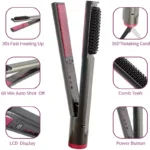 2 in 1 Hair Straightener Multifunctional Curling & Straightening Brush Ceramic Hot Comb Generator Helps Reduce Frizz Salon Tools - Image 11