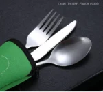 Portable Dinnerware Set - Ultra-Portable, Vibrant Printed, Stainless Steel Cutlery Set with Knifes, Fork, Spoon Carrying Bag - Image 10