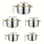 5pcs cookware set   of stainless steel pots,,  stainless steel cooking pot,  suitable for induction cookers and gas stoves， - Image 9