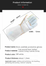 Fire Resistant Gloves Durable,Cowhide Leather Gloves,Long Welding Gloves,Non-Slip,Men's Cowhide Work Gloves - Image 11