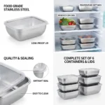 5PCS Stainless Steel Food Storage Containers Stackable Meal Prep Lunch Boxes for Kitchen Fridge Travel Kitchen Storage Solution - Image 5