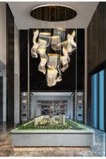 Led Modern Chandelier Living Room Decorative Lighting Duplex Rotary Staircase Chandelier Irregular Acrylic Restaurant Chandelier - Image 24