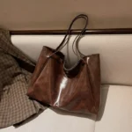 Tote Women's Bag Korean Style Large Capacity Soft Leather Shoulder Bag Retro Casual Hand-held Bucket Bag 2025 Одноплечевая сумка - Image 3