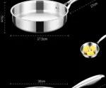 16cm/20cm Frying Pan Stainless Steel Frying Pan Non Coated Flat Bottom Household Cooking Steak Omelet Pan General - Image 10