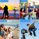 Portable camera tripod with wireless remote control and 360 ° rotation for video recording, video recording, and live streaming - Image 13