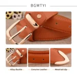 Women's Trousers Belt  Leather Trend White Belt Fashion High Quality Trouser Belts Solid Vintage Pin Buckle Ladies Strap LB2146- - Image 17