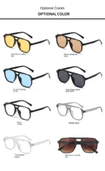 Vintage Men Women Big Sunglasses Men Square Shades Brand Designer Unisex Sun Glasses Black Lense Male Female Sunglasses UV400 - Image 13