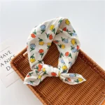 Floral Polka Dot Square Scarf Cotton Scarves Headband Headscarf Decoration Women Flower Kerchief Neckerchief Head Wrap Bandanas - Image 47