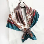 90*90cm Square Silk Scarves Women Hijab Shawls Fashion Print Kerchief Femme Head Scarf Foulard Bandana Beach Pareo - Image 9