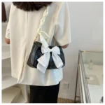 Lovely Bow Handbags for Girls Ladies Fashion Pleated Shoulder Bags for Women Simple Design Female Underarm Bag Casual Tote Purse - Image 38
