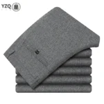 Daily Versatile Male Formal Trousers Stable Waist Breathable Linen Textured Fabric Office Wedding Multi Scene Long Pants - Image 2