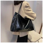 Tote Women's Bag Korean Style Large Capacity Soft Leather Shoulder Bag Retro Casual Hand-held Bucket Bag 2025 Одноплечевая сумка - Image 24