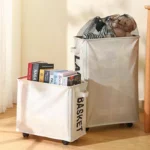 Laundry Basket With Wheels Large Capacity Yoga Mat Storage Basket Multifunctional Foldable Waterproof Dirty Clothes Storage Bag - Image 3