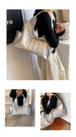 2024 New Women's Tote Bags Trendy Versatile Commuting Large Capacity One Shoulder Bag Summer Casual Solid Color Female Handbags - Image 16