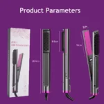 2 in 1 Hair Straightener Multifunctional Curling & Straightening Brush Ceramic Hot Comb Generator Helps Reduce Frizz Salon Tools - Image 15