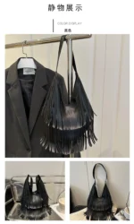 Large Capacity Casual Solid Retro Tassel Tote Bags Hot Sale Versatile Underarm Women's Bag Concise Advanced Sense Shoulder Bags - Image 23