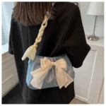 Lovely Bow Handbags for Girls Ladies Fashion Pleated Shoulder Bags for Women Simple Design Female Underarm Bag Casual Tote Purse - Image 18