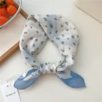 55cm Flower Floral Print Square Scarf Neckerchief Fashion Scarves Kerchief Bandanas Headscarf Hair Ribbon Accessories for Women - Image 10