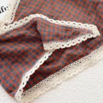 Triangle Rhombus Cotton Scarves Women Girls Headscarf Lace Edge Neckerchief Square Plaid Bandana Headband Scarf Neck Accessories - Image 6