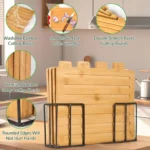 Cutting Boards with Holder Sets for Kitchen Wood Chopping Block for Meat Fish Vegetables Food Chopping Wood Boards Set - Image 3