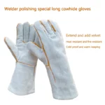 Fire Resistant Gloves Durable,Cowhide Leather Gloves,Long Welding Gloves,Non-Slip,Men's Cowhide Work Gloves - Image 6