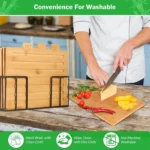 Cutting Boards with Holder Sets for Kitchen Wood Chopping Block for Meat Fish Vegetables Food Chopping Wood Boards Set - Image 8