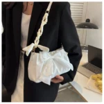 Lovely Bow Handbags for Girls Ladies Fashion Pleated Shoulder Bags for Women Simple Design Female Underarm Bag Casual Tote Purse - Image 32
