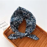 Floral Polka Dot Square Scarf Cotton Scarves Headband Headscarf Decoration Women Flower Kerchief Neckerchief Head Wrap Bandanas - Image 25