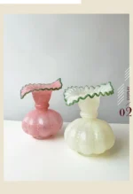 Glass Vase Pumpkin Shape Wave Retro European Hand-made Floral Arrangement Accessories Terrarium Flower Vases - Image 20