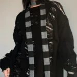 2024 Women Harajuku Cotton Scarves Y2k Black Grey Stripe Long Scarves 180cm Thin Long Decorative Neckerchief Fashion Streetwear - Image 3