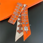 Fashion Women Hair Scarf 2024 New Brand Design Luxury Silk Scarf Fashion Print Headband Skinny Bag Scarves Neckerchief - Image 16
