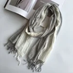 Fashion Men's Cotton And Linen Striped Brown Scarf  Long Shawl Japanese Unisex Style Fashion Scarves - Image 4