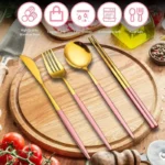 Stainless Steel Cutlery Set With Storage Box 4 Counts Portable Tableware Set For Home Kitchen Dining Room Household Tableware - Image 3