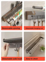 Stainless Steel Kitchen Paper Towel Rack Wall Shelf with Hook Kitchen Gadgets Hanging Organizers Storage Utensils for Kitchen - Image 4