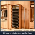 Rotating Shoe Rack New Stainless Steel Multi-Layer Built-In Ultra-Thin 90 Degree Side Mount Large Capacity For Home Organizer