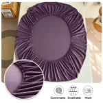 90/120/150/180x200 Fitted Bed Sheet With Elastic Band Solid Color Mattress Covers Protector Single Double King Beds 100% Polyest - Image 20