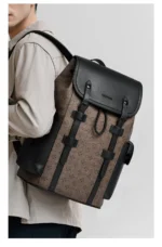 Septwolves High Quality Business Printed Leather Backpack Man Designer Drawstring Flip Monogram Laptop Bags Print Work Rucksack - Image 33