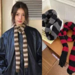 Y2k Black Grey Stripe Long Scarves Women Harajuku Cotton Scarves Black And White Striped Scarf  Thin Long Decorative Neckerchief